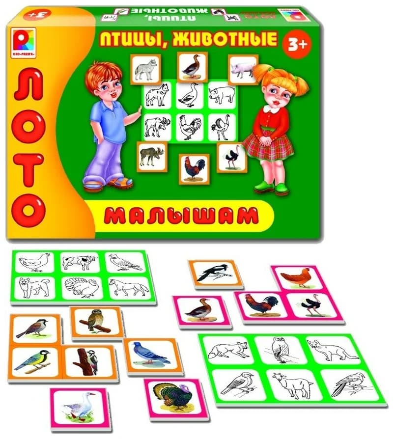 Настольная игра "Лото малышам. Птицы, животные" 