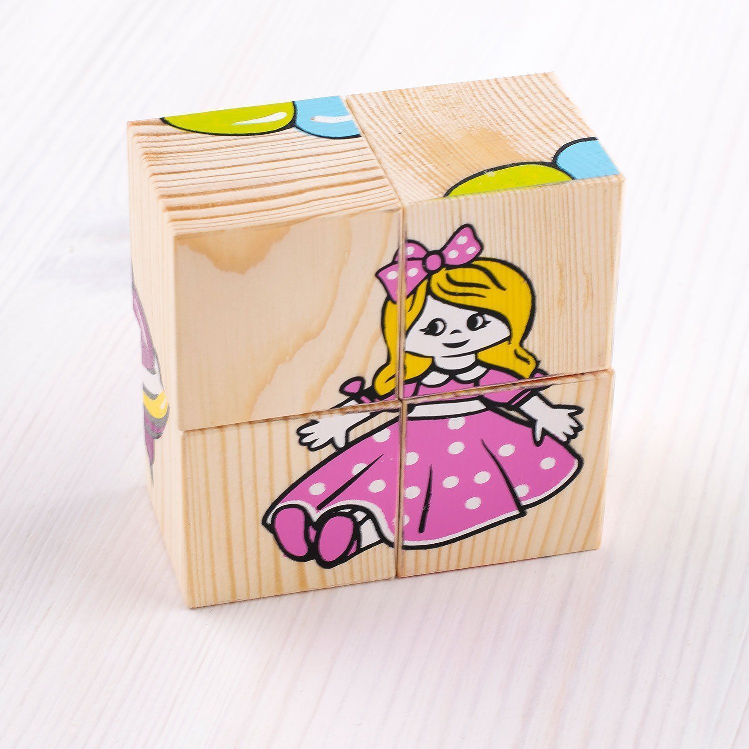 Кубики деревянные "Игрушки" 4 шт