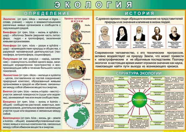 Комплект таблиц "Экология" (9 шт., 70х100см, винил)
