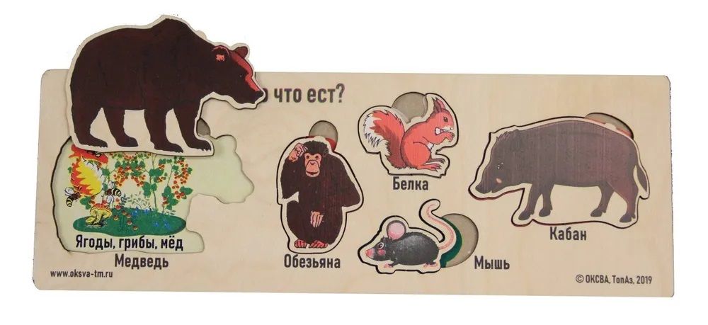 Развивающая игра "Кто что ест? Дикие животные" (доска Сегена)