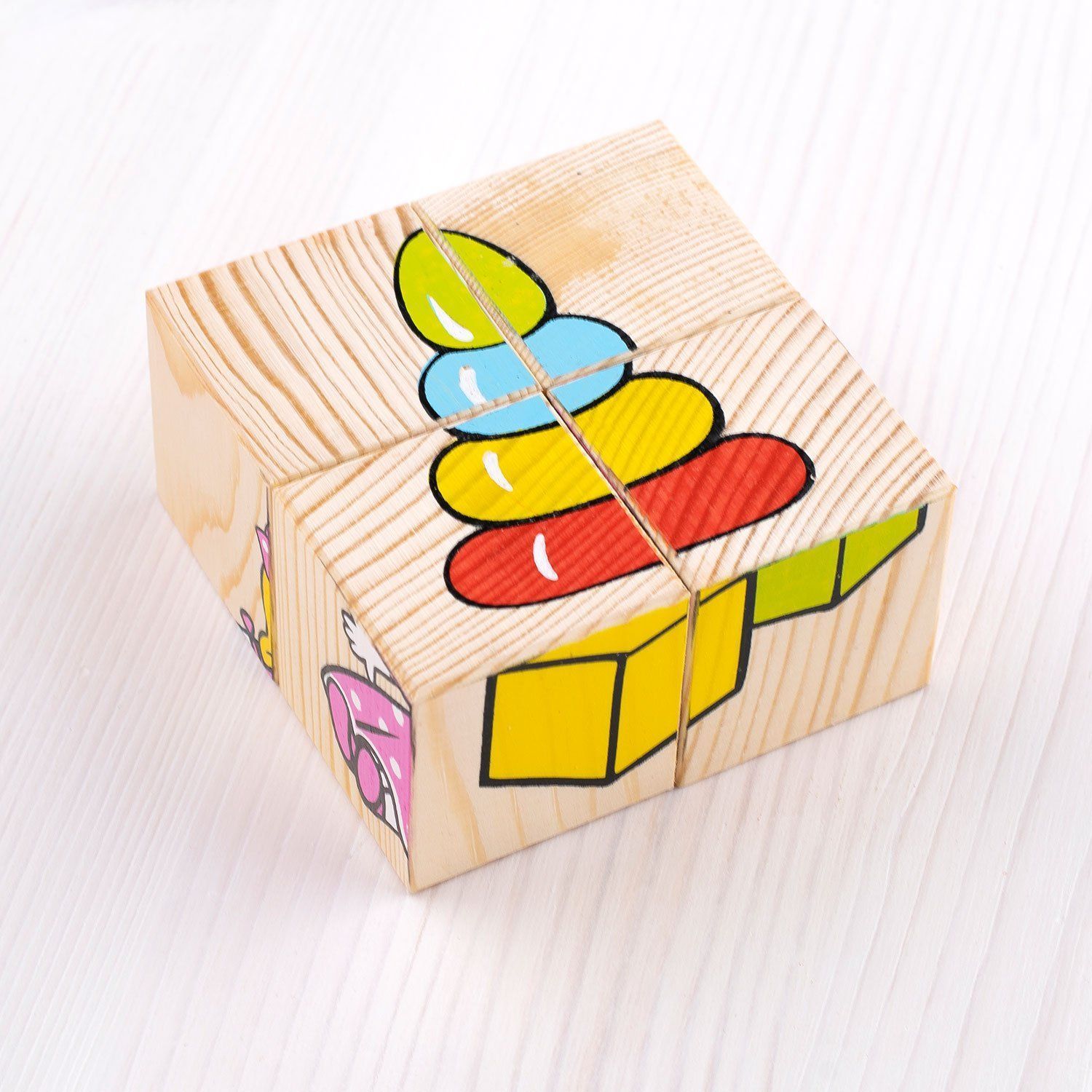 Кубики деревянные "Игрушки" 4 шт