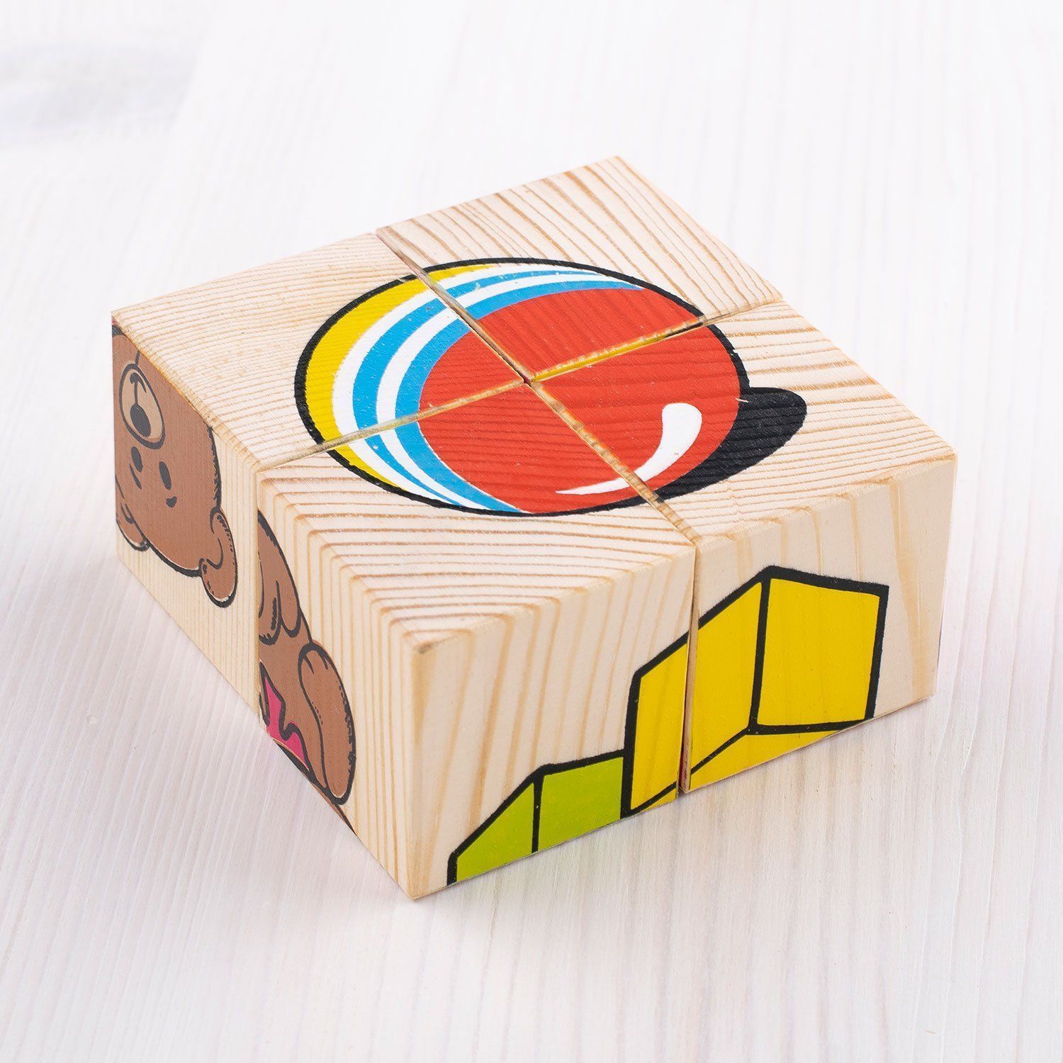 Кубики деревянные "Игрушки" 4 шт