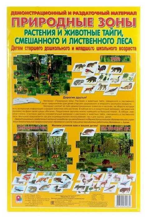 Демонстрационный и раздаточный материал "Природные зоны. Раст. и жив. тайги, смешан.и листвен.леса"