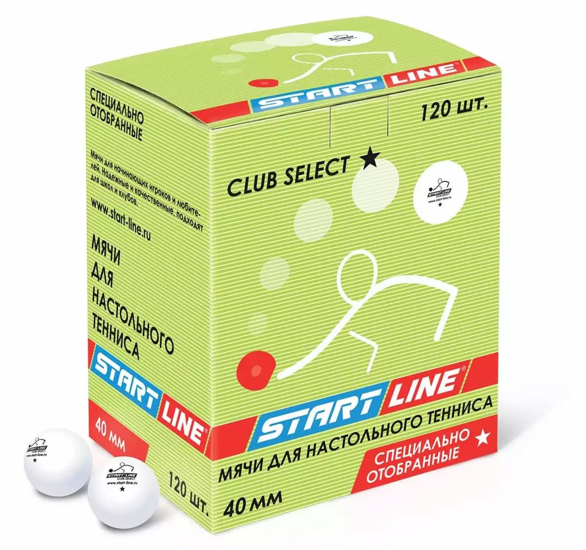 Мяч для настольного тенниса Start Line Club Select 1* (120 шт в упаковке, белые)