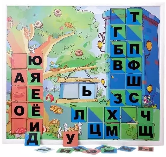 Магнитная доска с комплектом магнитных карточек "Город букв"