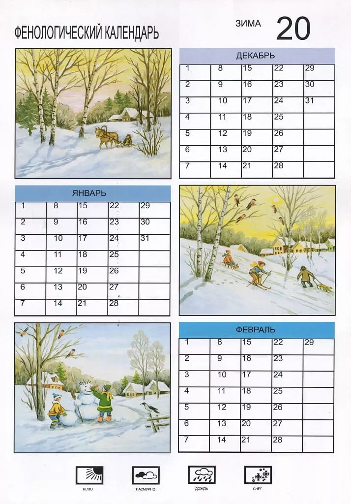 Пособие "Фенологический календарь" (4 таблицы, 60х43см)
